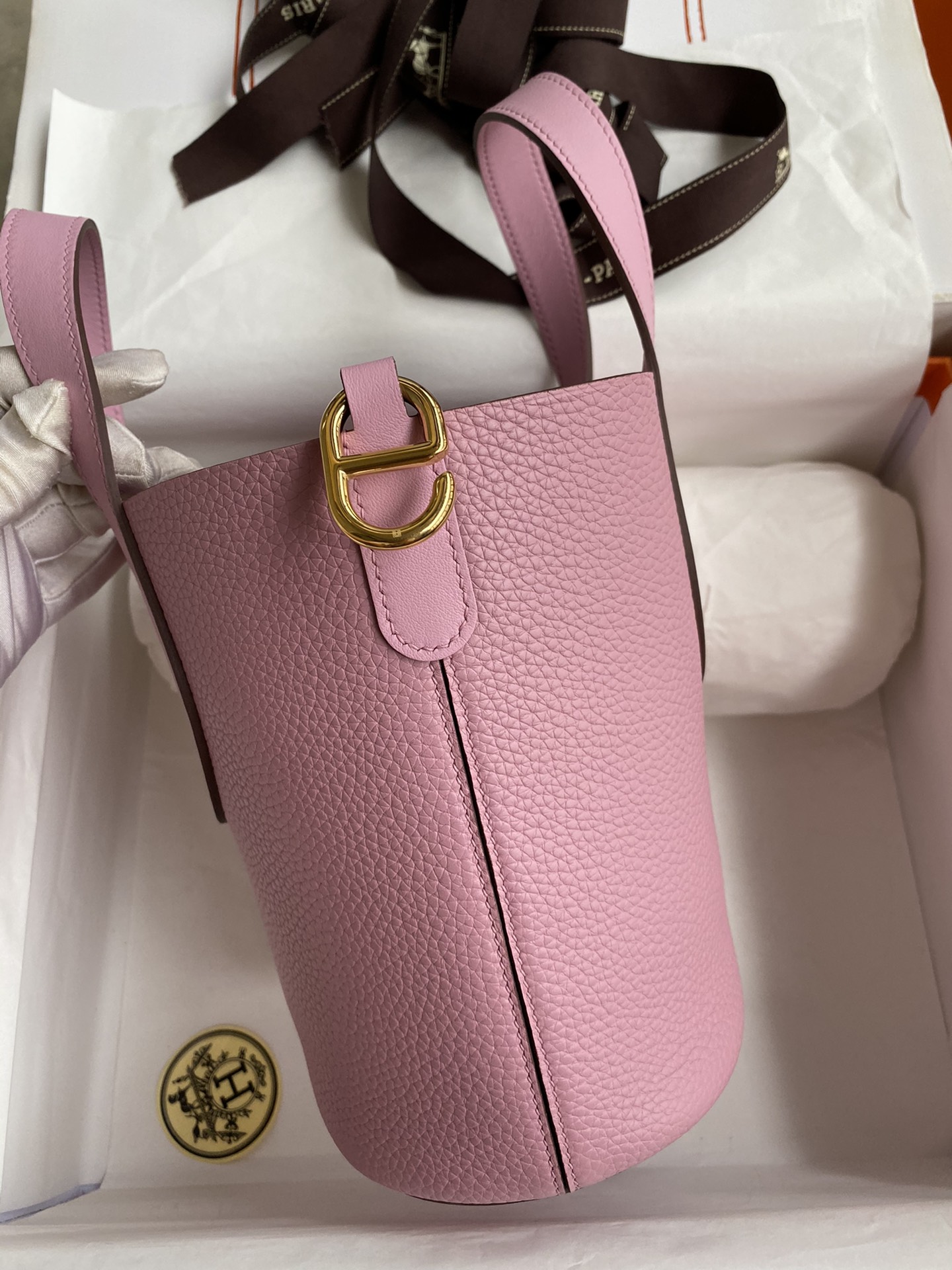 Hermes In The Loop 18 Bag In Mauve Sylvestr Clemence Leather